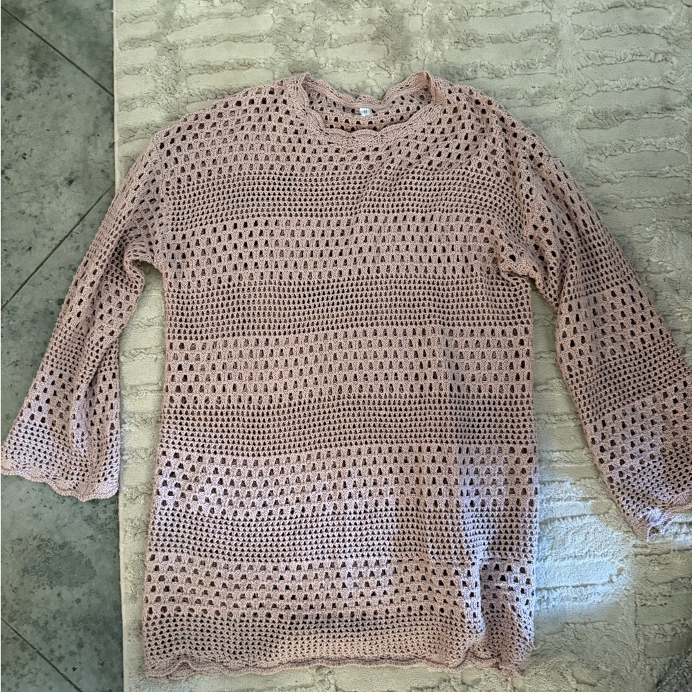 Pink Crochet Sweater